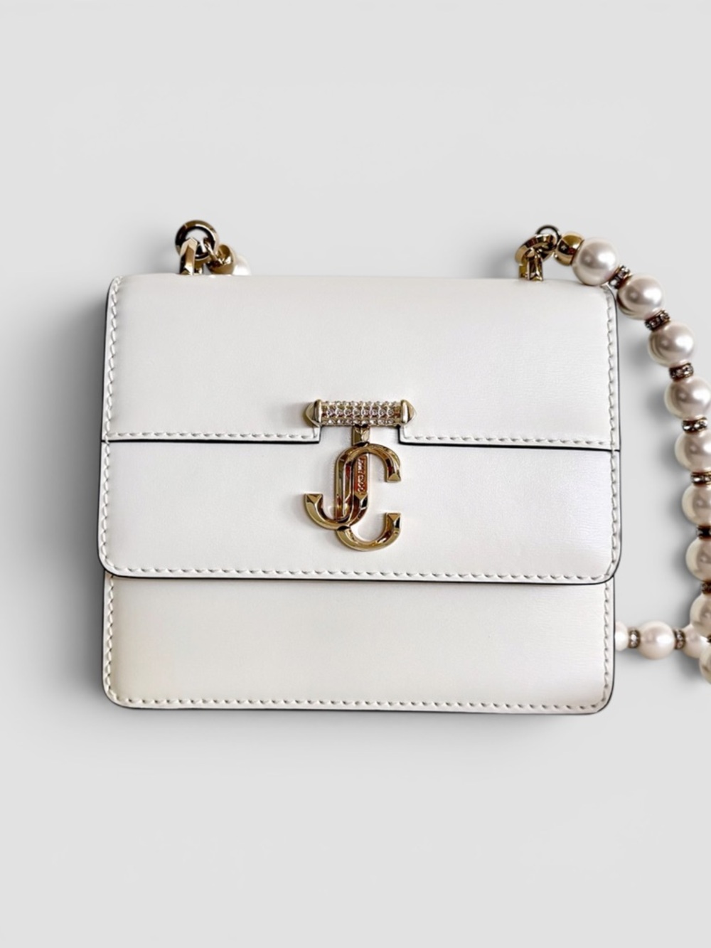 Jimmy Choo Avenue Quad Pearly Flap Leather Shoulder Bag
